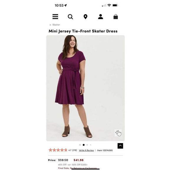 Torrid sz 2 rayon slub mini jersey tie front skater Dress - Picture 4 of 7